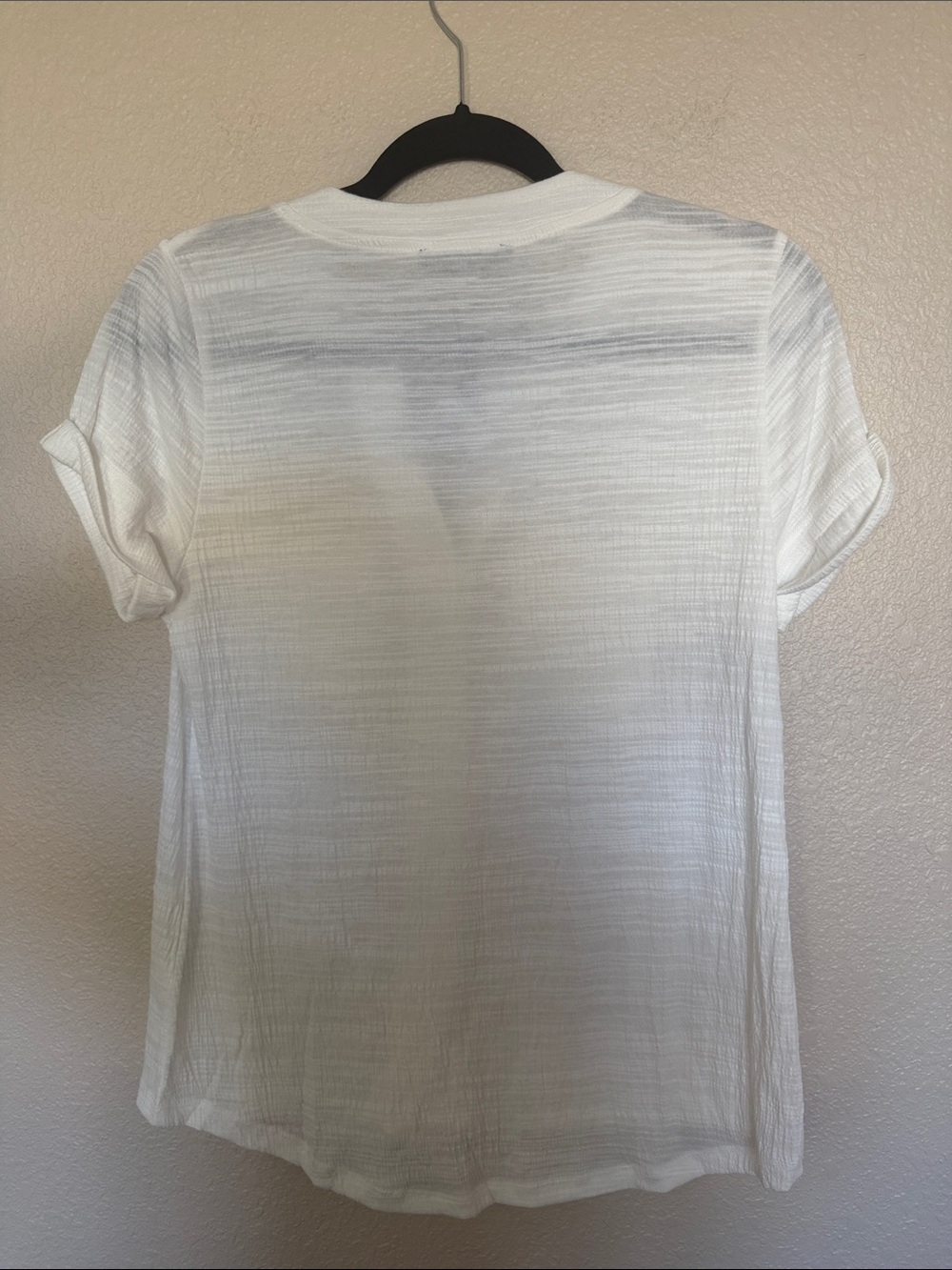 Cable & Gauge White Short Sleeve Button Front Textured Top - Picture 6 of 7